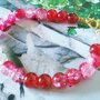 BRACCIALE CAVETTO CON PIETRE VETRO ROSSE E TRASPARENTI - NATALE - CERIMONIA - AMORE