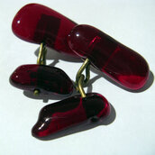 orecchini rossi in vetro argento e ottone