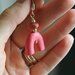 orecchini pendenti in fimo rosa blush motivo ad arco piccolo, scaglie dorate _036_