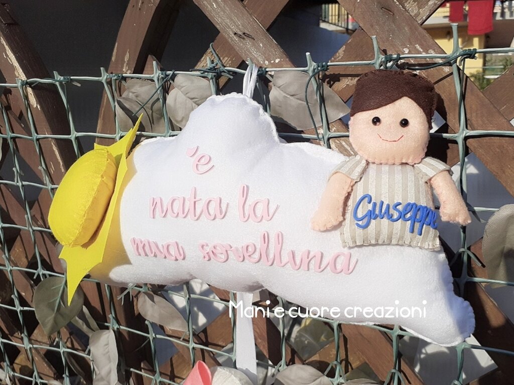 Fiocco nascita Cicogna con tutù rosa È nata la mia sorellina Bam... su MissHobby