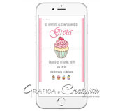 Invito digitale per compleanno: cupcake