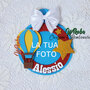 PALLA DI NATALE CORNICE PORTA FOTOGRAFIA PERSONALIZZATA IDEA REGALO REALIZZATA A MANO 