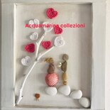 Quadro decorato con sassi di mare " dichiarazione d'amore"Pebble Art