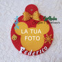 PALLA CON NOME CORNICE A FORMA DI TOPOLINO PORTAFOTOGRAFIA ADDOBBO PER ALBERO PERSONALIZZATO PER BAMBINO E BAMBINA