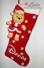 Calza Natale Epifania Befana Winnie the Pooh - Personalizzata con Nome Idea regalo originale