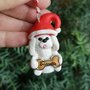 Decorazione natalizia personalizzata con cane bolognese con il nome sull'osso, addobbi per albero di natale con cane bolognese
