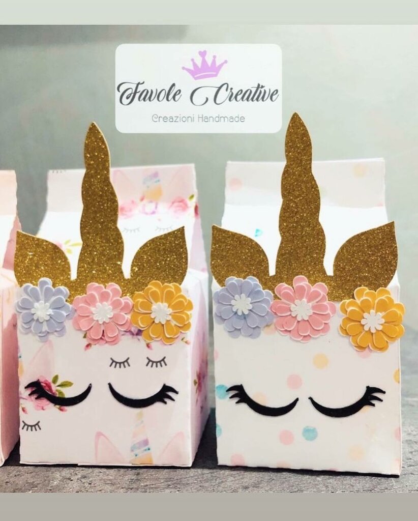 Sacchetti Di Carta Per Confetti Con Adesivi Unicorno – Compleanno Bambina