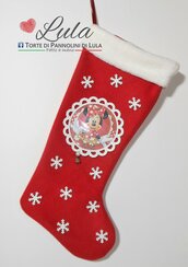 Calza Natale Befana Nome Colore Immagine personalizzata Idea regalo Minnie
