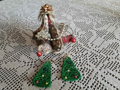 Clearine Orecchini Pendenti Con Albero Di Natale In Smalto - Ganci Verde E Oro, Gioielli Donna Per Feste