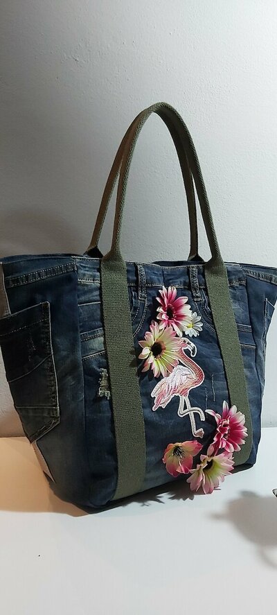 Borsa A Tracolla Con Fenicottero Rosa – Tracolla Regolabile – Tela Leggera – Regalo Donna