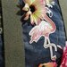 Borsa da spalla in jeans con fenicottero e fiori applicati