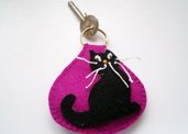 Portachiavi antijella con gatto nero portafortuna 