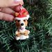 Decorazione natalizia personalizzata con cane corgi con il nome sull'osso, addobbi per albero di natale con cane pembroke welsh corgi