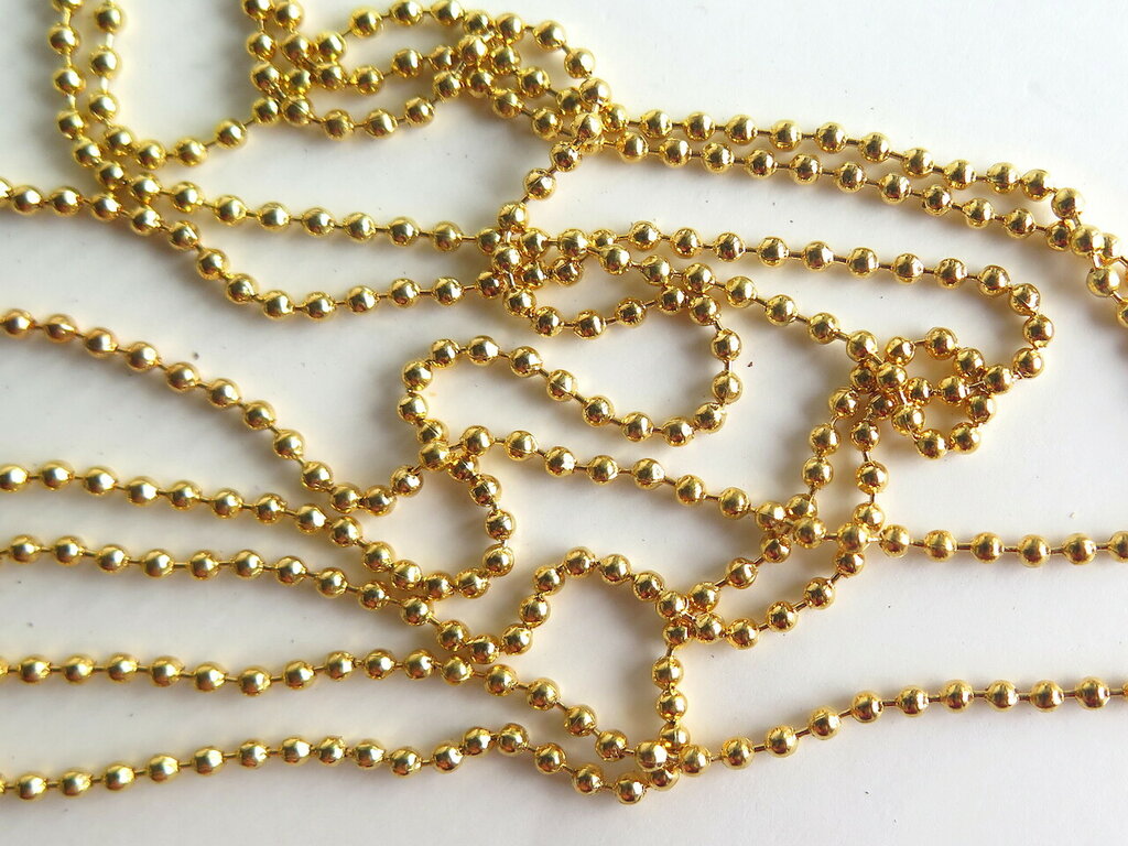 Catene: 1 Metro Di Catena A Pallini In Metallo Gold Plated 2mm - Foto 3