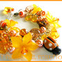 ♥ SCONTI! ♥ Bracciale FUFUFLOWERS Coccinella Fimo Cernit Charm Perle ARANCIONE 