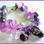 Bracciale FUFUFLOWERS Coccinella Fimo Cernit Charm Perle VIOLA LILLA