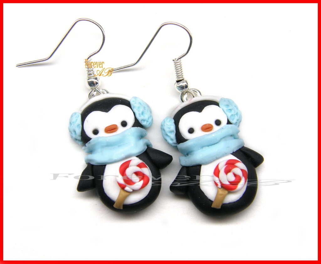 Idee Regalo Natale Ragazza.Natale Orecchini Pinguini Golosi Fimo Perno Kawaii Idea Regalo Raga Su Misshobby