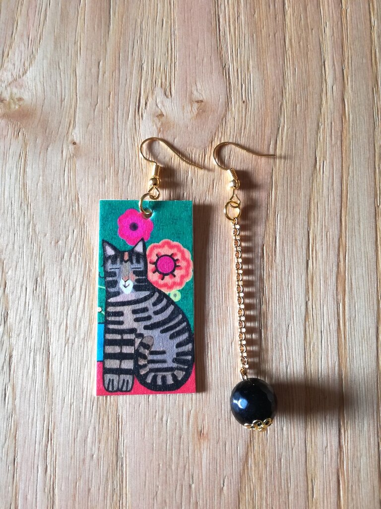 SIPURIS Orecchini A Forma Di Gatto Con Ciondolo A Cuore - Acciaio Inox, Idea Regalo Per Donne In Sacchetto Di Velluto