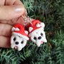 Orecchini in fimo cane westie in fimo natalizi, gioielli natalizi come idea regalo per amanti dei cani o ricordo cane west highland terrier