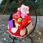 Pallina per albero, decorata con caramelle e lecca lecca, colore rosso