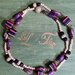 Collana lunga con perle in Fimo viola rosa bianco e nero
