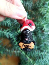 Decorazione natalizia personalizzata con cane volpino italiano con il nome sull'osso, addobbi per albero di natale con cane volpino