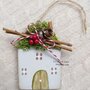 Casetta natalizia in legno decorata a mano,addobbi per albero,idea regalo Natale