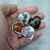 Anello regolabile cuore fiori veri foglie vere foglia argento anello resina cuore resina fatto a mano