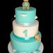 Torta finta, orsetto, primo compleanno, battesimo, azzurro e bianco 