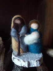 Natività in lana cardata, decorazione Natale