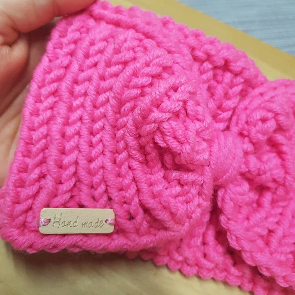 Bandeau Femme Hiver – Fuchsia, Vintage Neige, Snowboard, 100% Acrylique Soft