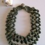 Collana lana verde ed argento motivo ad onde - 2