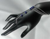 Elegante Braccialetto alla schiava con anello con cristalli sintetici Blu 