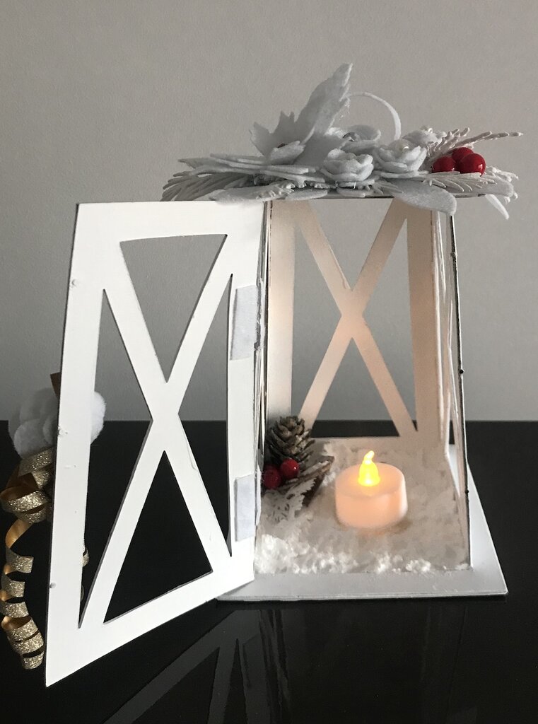 Lanterna Natalizia Bianco Anticato Decorazione Con Candela Ed Effetto Fiamma A Led Con Batteria Lanterna Tonda 89332496