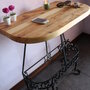 Tavolino da parete in legno e ferro