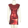 Aderente vestito canotta corto laminato rosso effetto paillettes- TAGLIE S-M-L