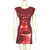 Aderente vestito canotta corto laminato rosso effetto paillettes- TAGLIE S-M-L