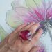 Anello donna fiori anello regolabile anello fatto a mano petalo di rosa rossa anello resina