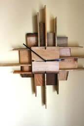 Orologio da parete in legno, quadrante quadrato