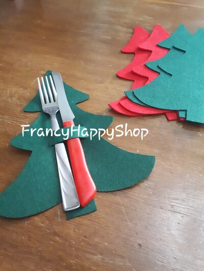 12 Portaposate Natalizi In Feltro A Forma Di Albero Di Natale, Colore Verde, Per Decorare La Tavola Delle Feste