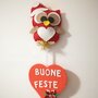 Gufetto in feltro Addobbi Natalizi Fuoriporta Targhetta Home decor Idee regalo Gufo cuore Natale 