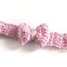 Fascia bimba in cotone con fiocco, color rosa, lavorazione uncinetto