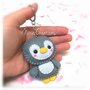 Portachiavi Pinguino Kawaii Grigio - Cute Mini Fanta Pets