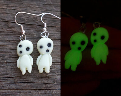 kodama orecchini in fimo brillanti al buio kodama orecchini in fimo brillanti al buio