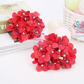 M* Rametto fiore artificiale Ortensia colore ROSSO fai da te, decorazioni, bomboniere, matrimonio, compleanno, comunione., ecc