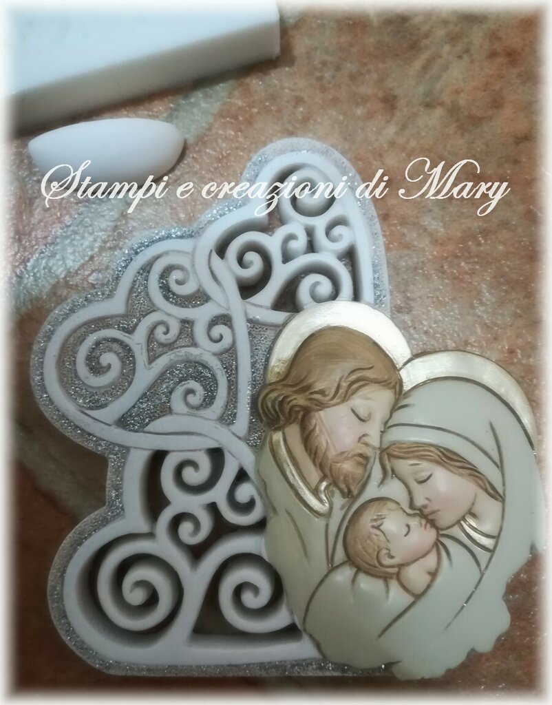 Stampo in silicone cuore bombato sacra Famiglia - Materiali - Mate