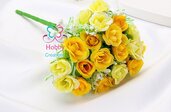 M* Rametto Mazzolino fiore artifiale Rose colore GIALLO te, decorazioni, bomboniere, matrimonio, compleanno, comunione., ecc