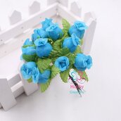 M* Rametto mazzolino fiore artificiale Boccioli di Rose colore TURCHESE fai da te, decorazioni, bomboniere, matrimonio, compleanno, comunione., ecc