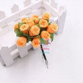 M* Rametto mazzolino fiore artificiale di 12 Boccioli di Rose colore ARANCIO fai da te, decorazioni, bomboniere, matrimonio, compleanno, comunione., ecc