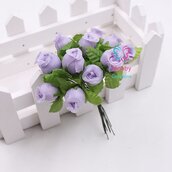 M* Rametto mazzolino fiore artificiale di 12 Boccioli di Rose colore LILLA fai da te, decorazioni, bomboniere, matrimonio, compleanno, comunione., ecc